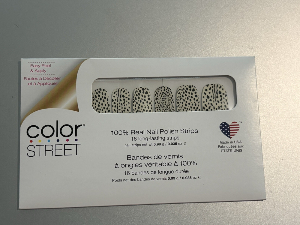 Color Street Nail Polish Strips Purr Diem Clear Black Overlay Cheetah Print